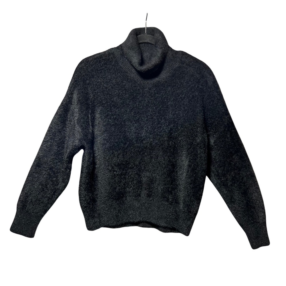 Devotion by Cyrus Black Eyelash Knit Turtleneck Sweater Fuzzy Soft‎ Size M